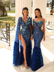 blue evening gowns