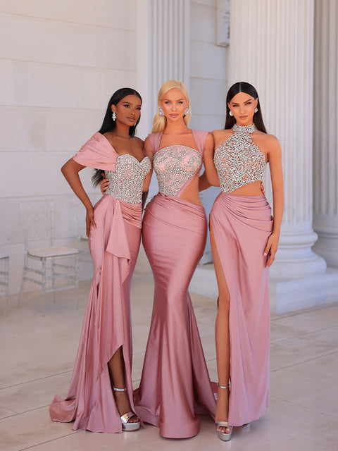 blush pink evening gowns