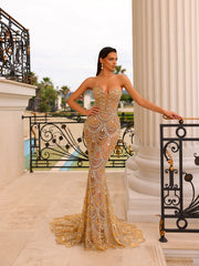 golden evening gown