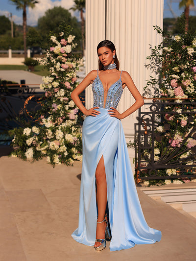 light blue evening gown