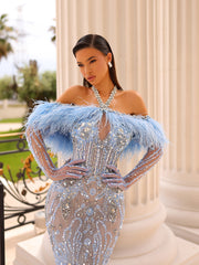 light blue evening gown