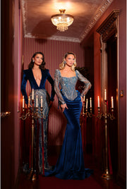 navy blue evening gowns