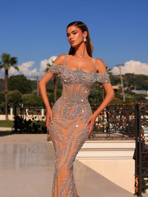 nude evening gown