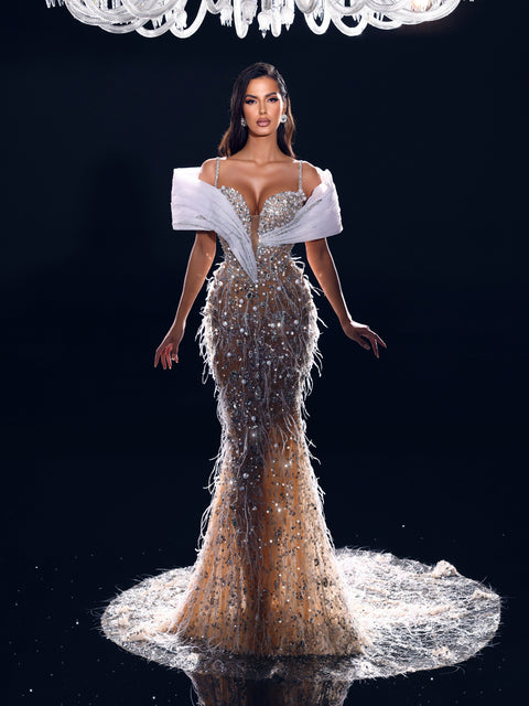 nude evening gown