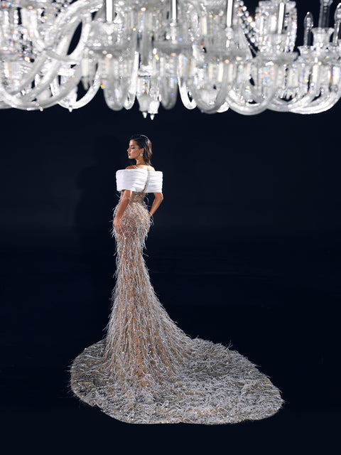 nude evening gown