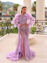 purple evening gown