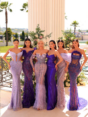 purple evening gowns