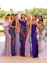 purple evening gowns