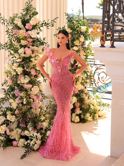 warm pink evening gown