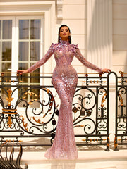 blush pink evening gown