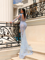 light blue evening gown