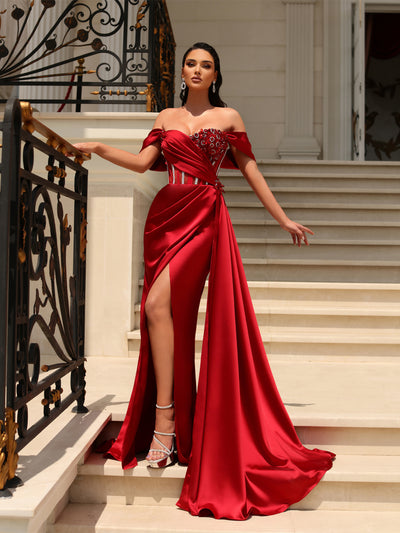red evening gown