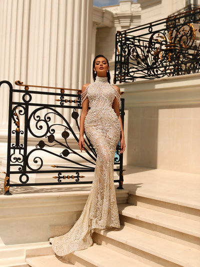 white evening gown